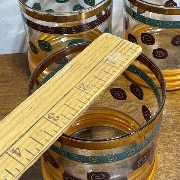 4 Vintage Rocks Old Fashioned Glasses MCM Sakura Sango Sue Zipkin Gold Heavy - Picture 7 of 7